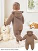AIEOE Newborn Baby Long Sleeve Down Baby Bear Front Easy Baby Baby Shower Size 90 Jumpsuit, Romper, Hooded, Autumn/Winter, Coverall, Warm,