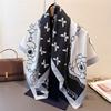New rose printed imitation silk chain 90 scarf high-end temperament shawl versatile neck Little fragrance flowers scarf