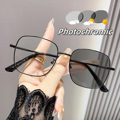 Damen Mode Fotochrome Sonnenbrille Ovaler Rahmen Blaulichtfilter Augenschutzbrille UV400 Computer Farbwechselnde Brille