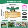 3PCS Garden Hose Shut Off Valve 3/4 Inch GHT High Flow Heavy Duty Brass Water Hose Ball Valve with 2 Washer Universal for Faucet