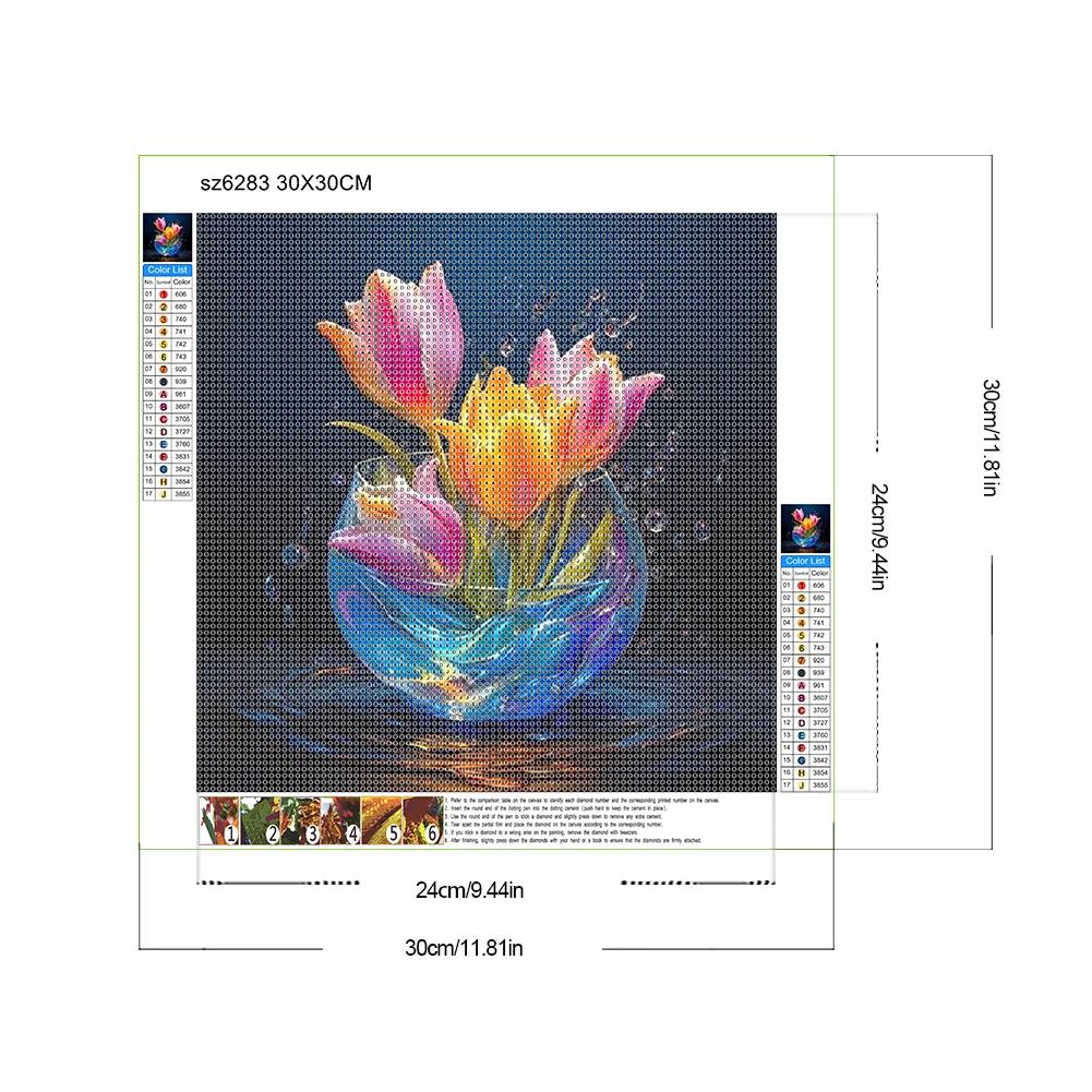 Flower Series Diamond Painting Kits, 5D DIY Full Round Drill Sparkling Resin Art Craft Home Wall Decor Gift for Adults Beginners