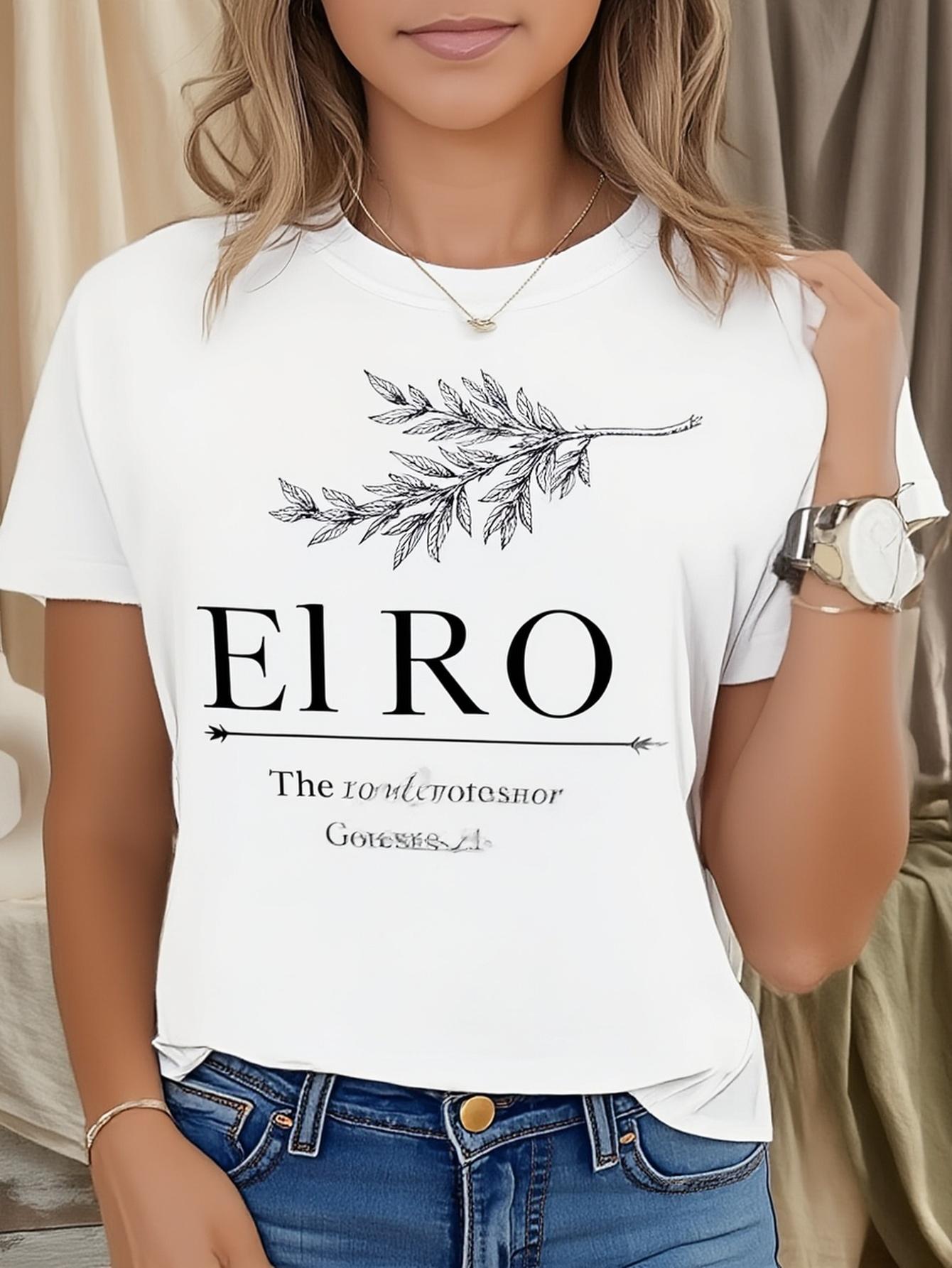 

The God Who Sees Leaf Print Women s T-shirt, Religious Gathering & Church Event Top, Minimalist & Devout Style Short Sleeve, Daily Street Vibe Tee 4XL білий