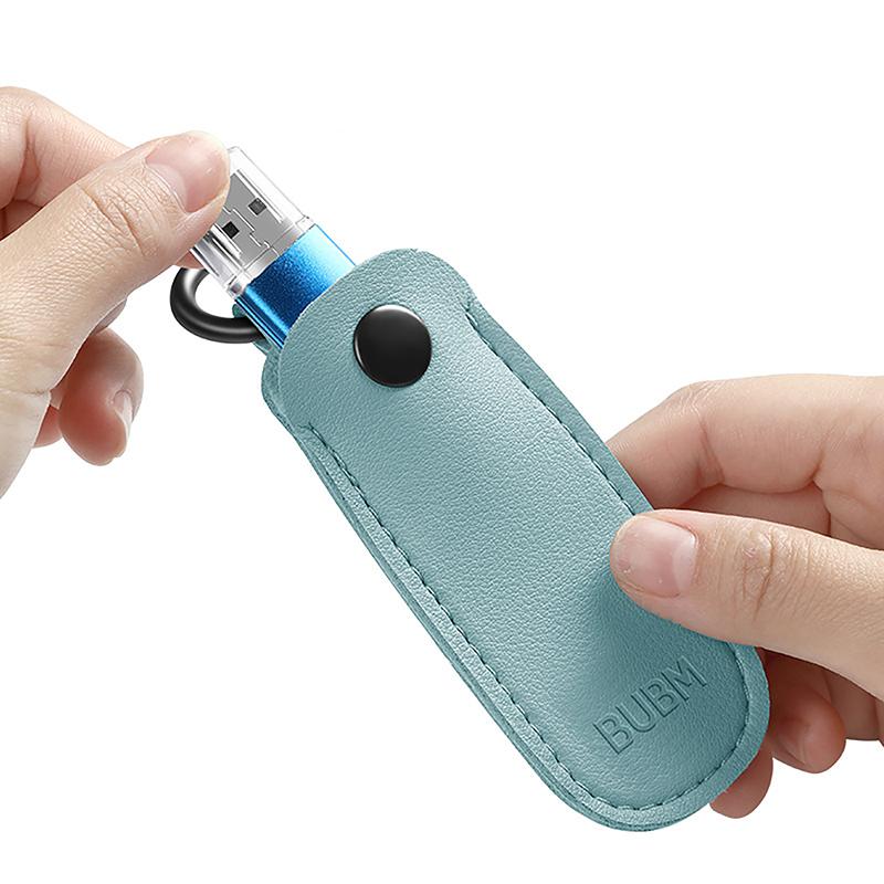 Leather U Disk Pouch Key Ring Holder Usb Flash Drive Storage Bag Pendrive Protective Cover Memory Stick Case