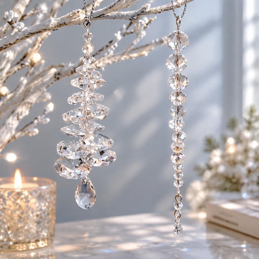 Crystal Christmas Icicle Pendants Teardrop Rhinestone Tree Pendants Christmas