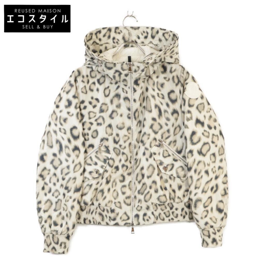 MONCLER ALDIB Leopard Hooded Down Jacket Jacket 2 IvoryUsed
