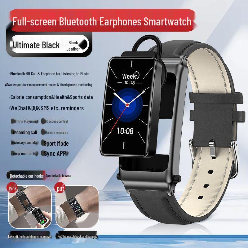 NFC Smart Bracelet with Bluetooth Earphones & Call Function, Two-in-One Smartwatch with Offline Payment Capability