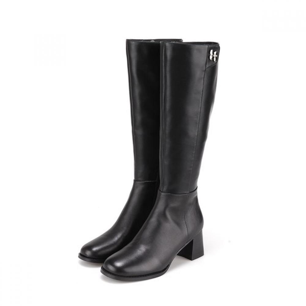 Barbara Leather Basic Fleece Long Boots 6cm Bbh878bk 250mm