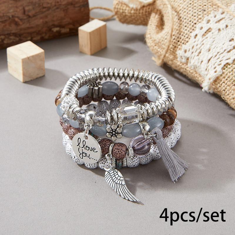 Bohemian bracelet creative tassel multi-layer beaded bracelet