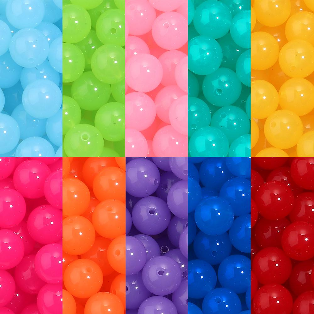 20pcs 16mm Jelly Color Acrylic Beads Round Loose Spacer Beads For Jewelry Making DIY Bracelets Necklace Phone Key Chain Supplies