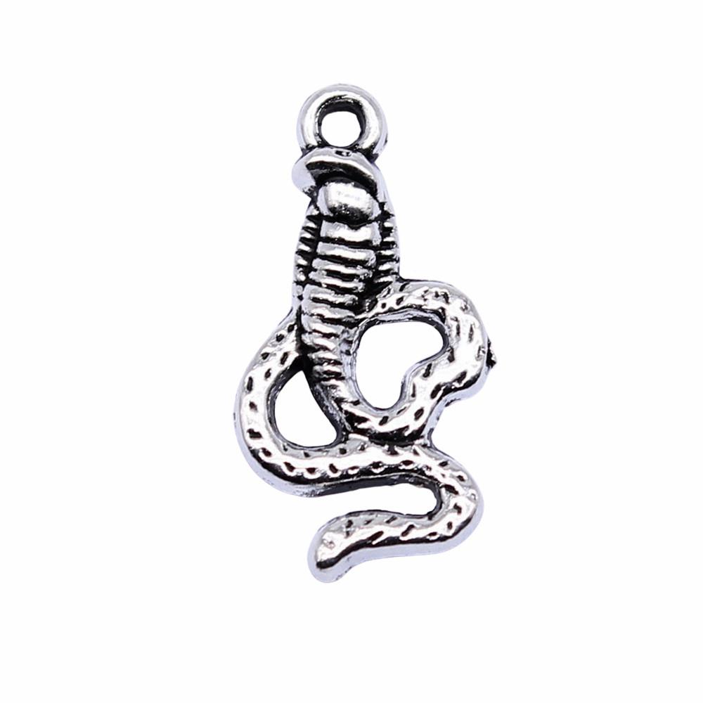Cobra Snake Charms Antique Bronze Silver Pendants For DIY Bracelet Necklace Jewelry