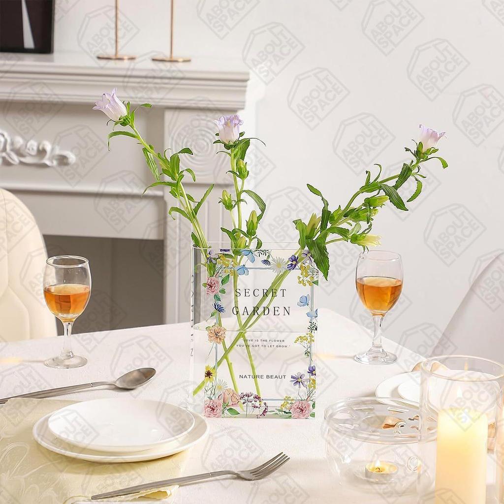 New Book Vase for Living Room - Acrylic Vase for Water Plants - Transparent Vase for Home Decor - Windowsill, Table Top Decor for Home