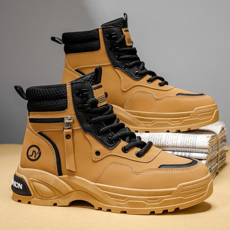 Autumn men's shoes new high-top Martin boots men's British retro platform wear-resistant shoes casual outdoor short boots