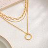 European and American Versatile Stainless Steel Thin Chain Multi-layer Necklace, Simple Spice Girl Style Ring Multi-layer Collarbone Chain Necklace