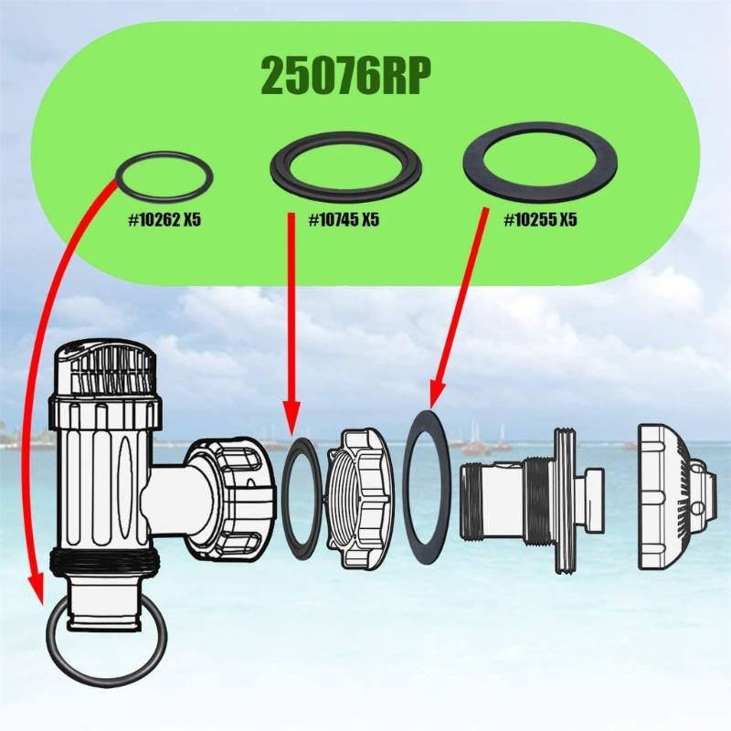 2pcs Pool Pump Replacement Parts 25076RP Plunger Valves Seals Fittings Washer and Ring Strainer Gaskets O-Ring Rubber