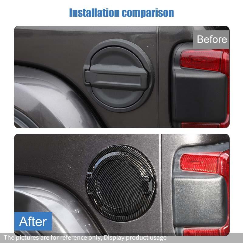  For Jeep Wrangler JL 2018 Up Aluminum Alloy ABS Gas Fuel Oil Tank Cap Cover Car Exterior Accessories, Carbon fiber pritned.