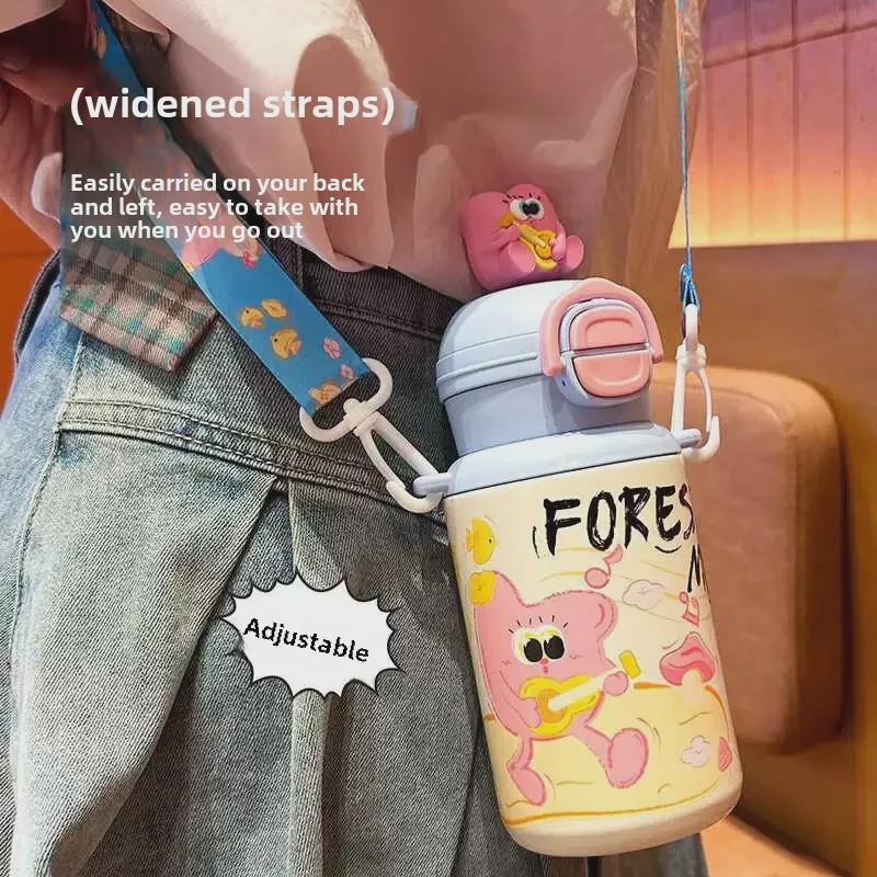 Children's Cartoon Thermos Cup with Straw - Food Grade 316, Portable and High-Value for Students
