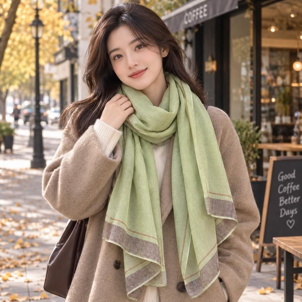 Breathable Imitation Silk Scarf Large Size Soft Silky Scarf Fashion Border Shawl Autumn Winter