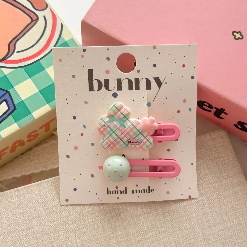 3pcs/set Cartoon Rabbit Cute Barrettes Hair Clips Hairpins Polka Dot Girls Sweet Hair Rope Ties Elastic Hair Bands Kids Headwear