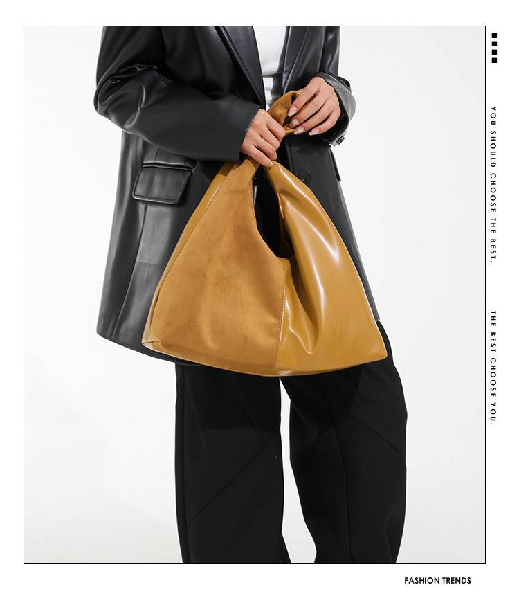 Damen Tragetasche mit großem Fassungsvermögen - Winter 2025 Schlichte Mode, vielseitige Colorblock-Schulter- und Achseltasche