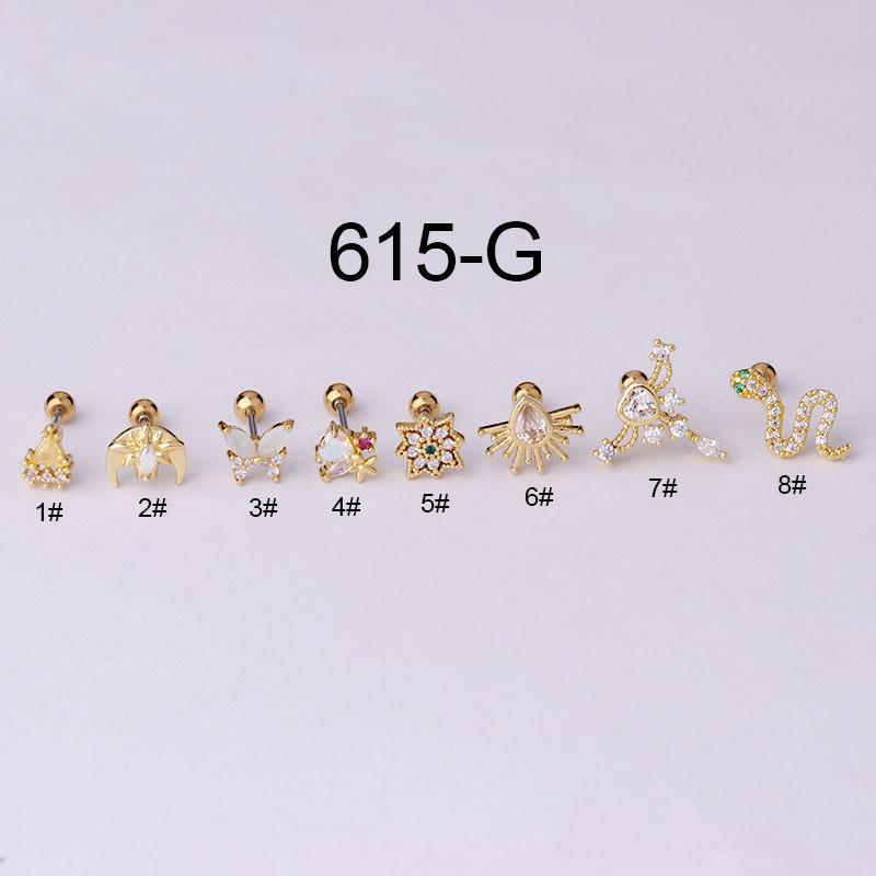 20G Stainless Steel Zircon Ear Studs: Colorful Korean & Japanese Fashion Piercing Jewelry