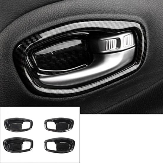 Interior Door Handle Bowl Cover Trim Decor For Jeep Renegade 2016+ Carbon fiber