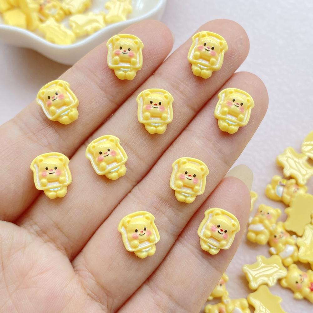 50Pcs Cute Mini Cartoon Bear Nail Art Resin Designer Charms DIY Craft For Nail 3D Decorations Jewelry