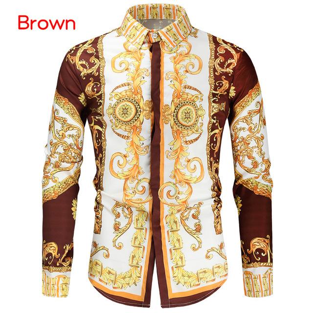 Luxusní královská košile Pánské ležérní Slim Fit s dlouhým rukávem Pánská košile s paisley potiskem Plesová párty košile
