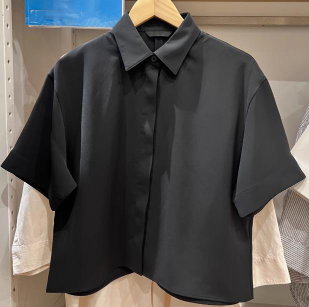 1116 Autumn New Women's Clothing Drape Shirt Short Sleeve Shirt Casual Comfortable Versatile Loose Air Conditioning Shirt 181111