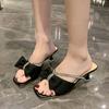Fashion 2025 Fashion Open Toe Women's Slippers Summer Outdoor Butterfly-knot New Crystal Dress Plus Size Best Seller Heels Womenzapatos