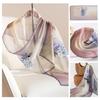 Long Silk Scarf Women Thin Lightweight Printed Shawl Elegant Daily Wear