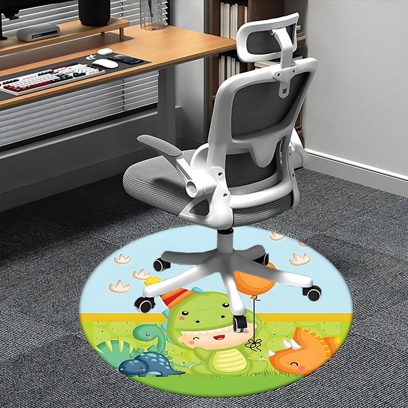 

Dinosaur Party Office Carpet Chair Mats, Cute Room Decor, Balloon Themed Rug for Home Office, Fun Dino Print Carpet for Living Room, Bedroom 80cm by 80cm