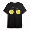 Women's Oversize Classic T-Shirt Lemon Slice Bicycle Wheels Graphic Cotton Tee