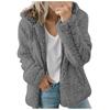 Fashion Women Casual Hooded Plush Warm Jackets Zipper Cardigan Tops Coat