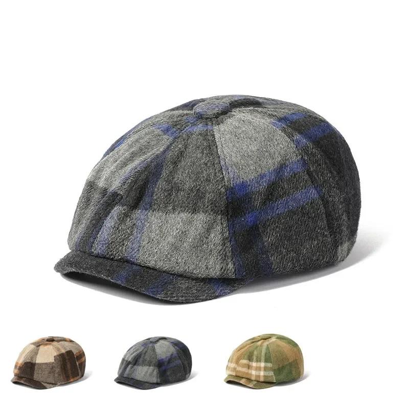 Winter Polyester Print Warm Newsboy Caps Octagonal Cap Men and Women Painter Beret Hats 143