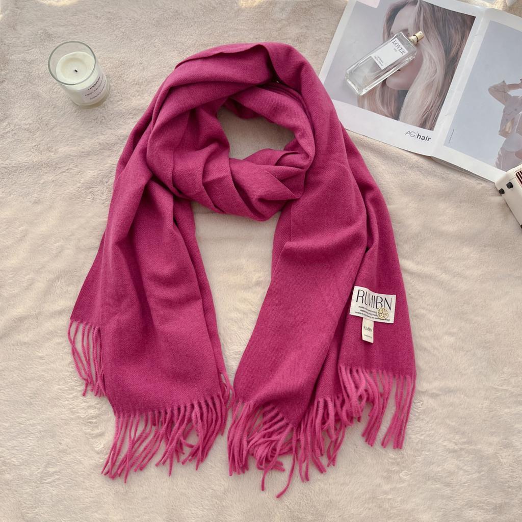 New solid color scarf women's winter men's couple shawl dual-purpose warm long thickened Japanese and Korean version