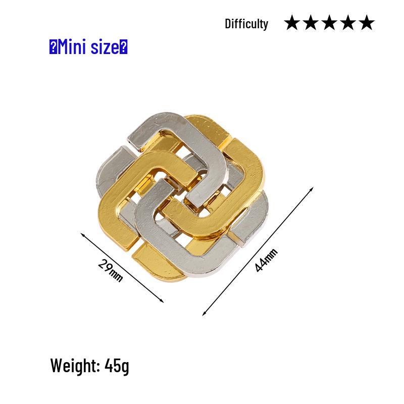 Intelligence Puzzle Zinc Alloy Disentanglement Rings - Unlock Nine Linked Rings Kongming Luban Lock Educational Toy