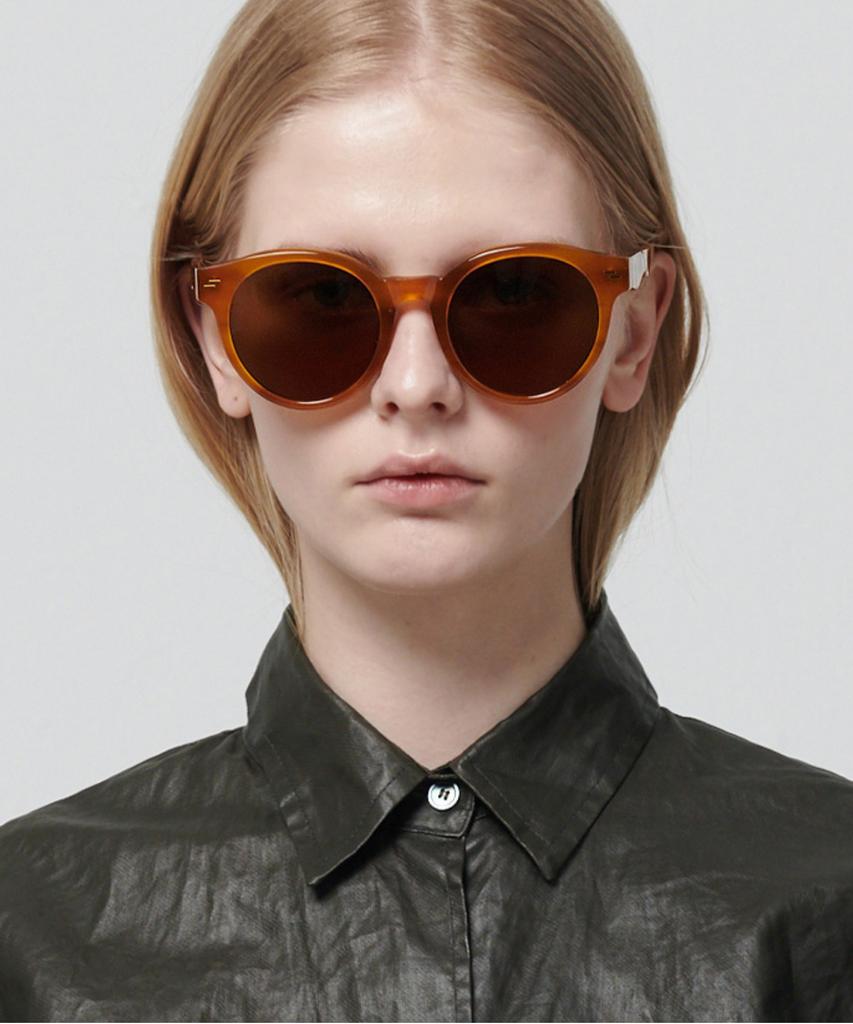 Seupeulingseuteulingseu Round Horn-Rimmed Sunglasses Page 82 [Camel]