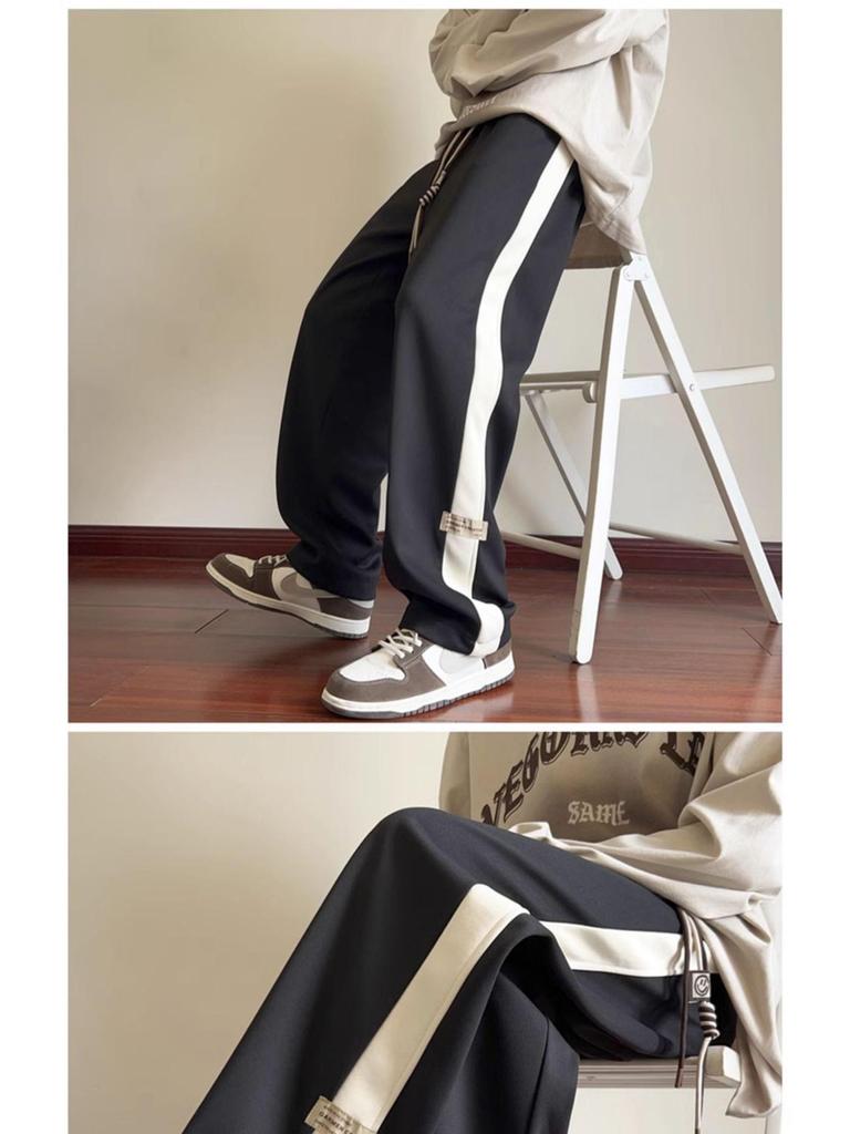 Men's Trendy Colorblock Summer Sports Pants - Lightweight, Relaxed Straight-Leg Sweatpants for Teens