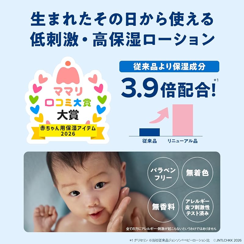 Johnson's Baby Unscented Baby Lotion [Large Size] 500ml - For Newborns, Moisturizing, Hypoallergenic, Pump Bottle, Value Pack