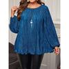 JPNTKY Women's Fashion Casual Solid Color Print O-Neck Long Sleeve  Blouses & Shirts