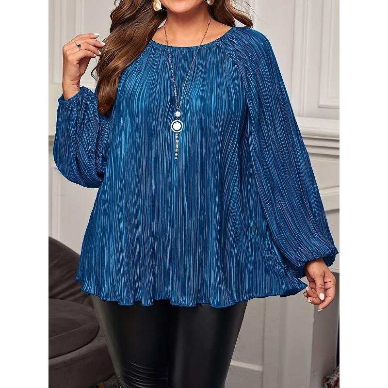 JPNTKY Women's Fashion Casual Solid Color Print O-Neck Long Sleeve  Blouses & Shirts