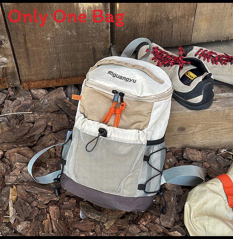 Mountain Range Nylon Drawstring Backpack For Casual Travel And Hiking