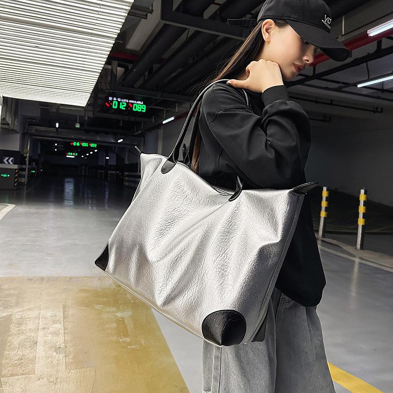 Short-distance Large-capacity Travel Bag Women's Portable Business Trip Storage Tote Bag Going Out Fitness Sports Bag Pu Leather Duffel Bag
