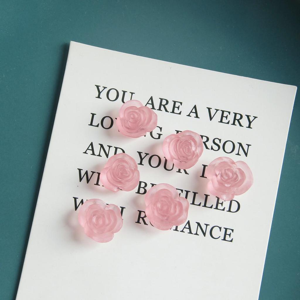 Matte Frosted Tea Rose Resin Earrings Studs for DIY Jewelry