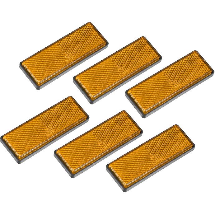 ACROPIX 6 Pcs Rectangular Stick-on Safety Spoke Reflective Self Adhesive Reflector for Gate Posts Cars Trailer Motorcycle Trucks Boat Bicycle Bike