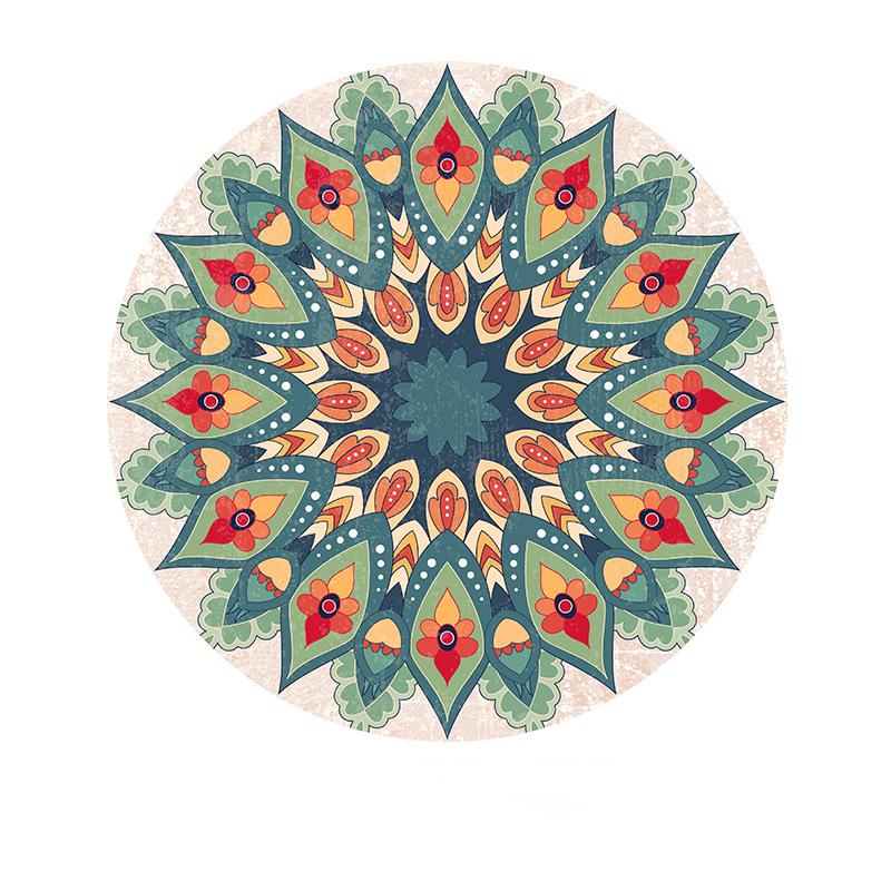 Mandala Muster Runder Teppich Boho Ethno Stil Heimdeko Teppich Geometrisches Design Modern Künstlerische Innenmatte für Wohnzimmer