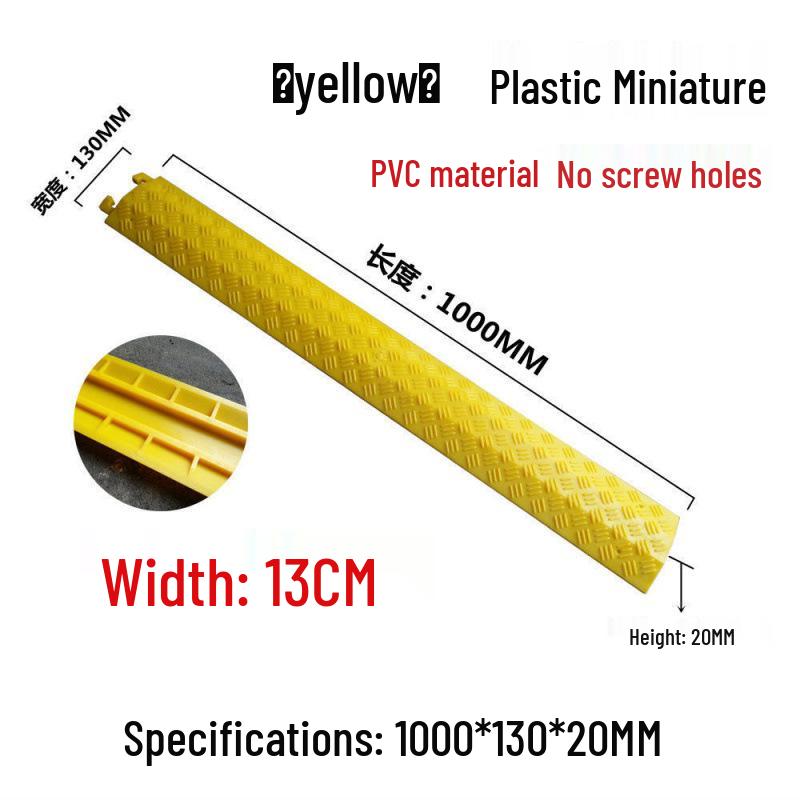 2cm High Mini Rubber Speed Bump and Bicycle Buffer with Yellow-Black Stripes for Parking Space Division