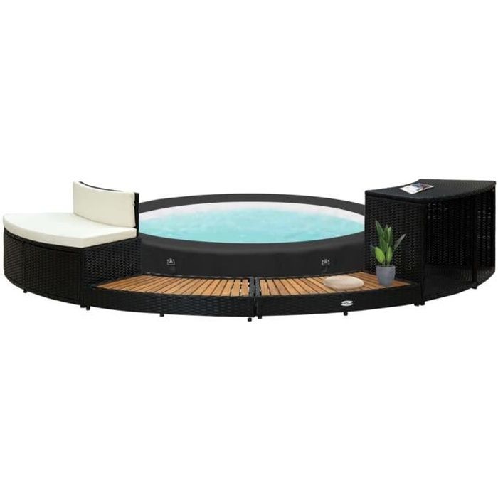 VidaXL Spa Frames Black Wicker and Acacia Wood