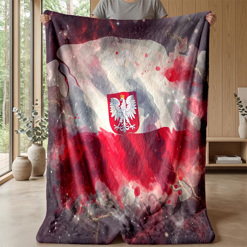 Poland Football Printed Flannel Blanket Skin Friendly Warm Decorative Throw for Indoor Couch Bed Daily Use