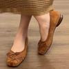 Fashion Novelty Bowknot Design Low Heel Pumps Women Comfortable Square Toe Lightweight Designer Shoes for Ladies Fashion Brand Loafers